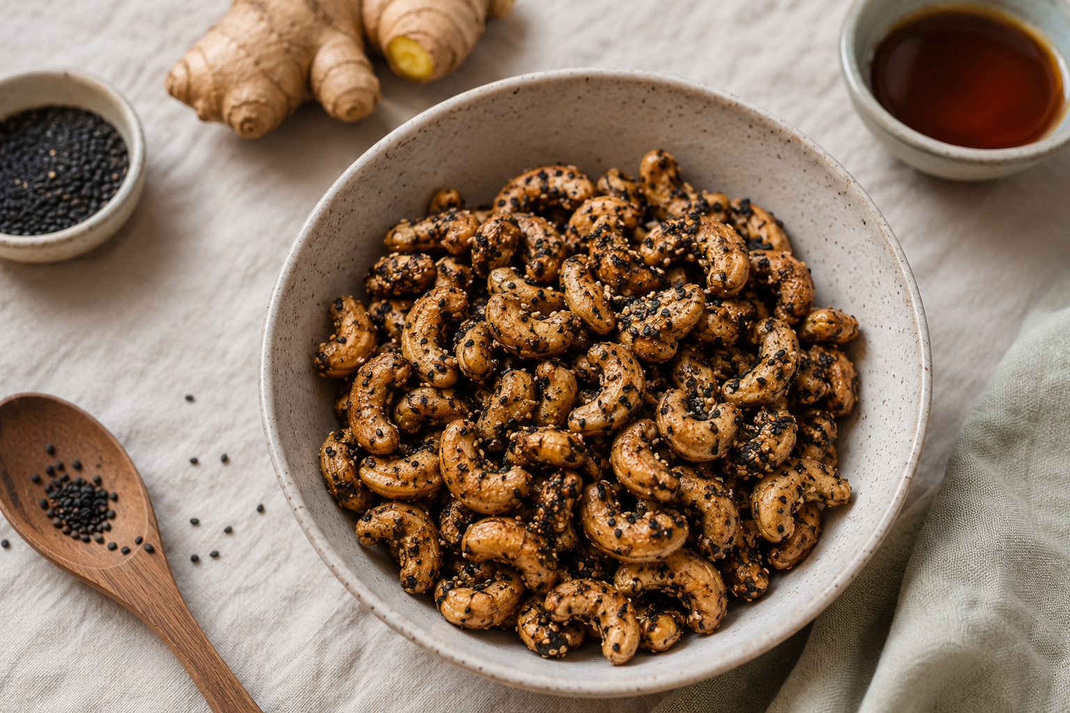 Ginger Black Sesame Roasted Cashews